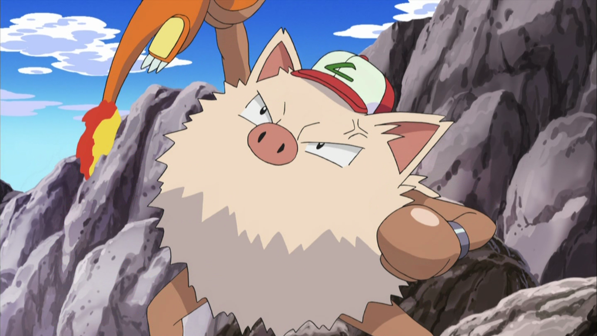 ash's primeape with charmander