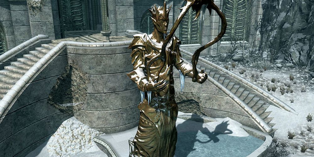 The Statue of Auri-El in the Dawngard DLC of Skyrim