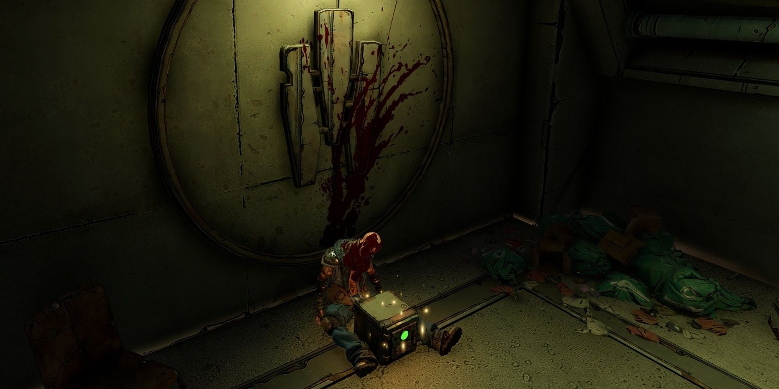 Borderlands 3 corpse hugging box on the floor