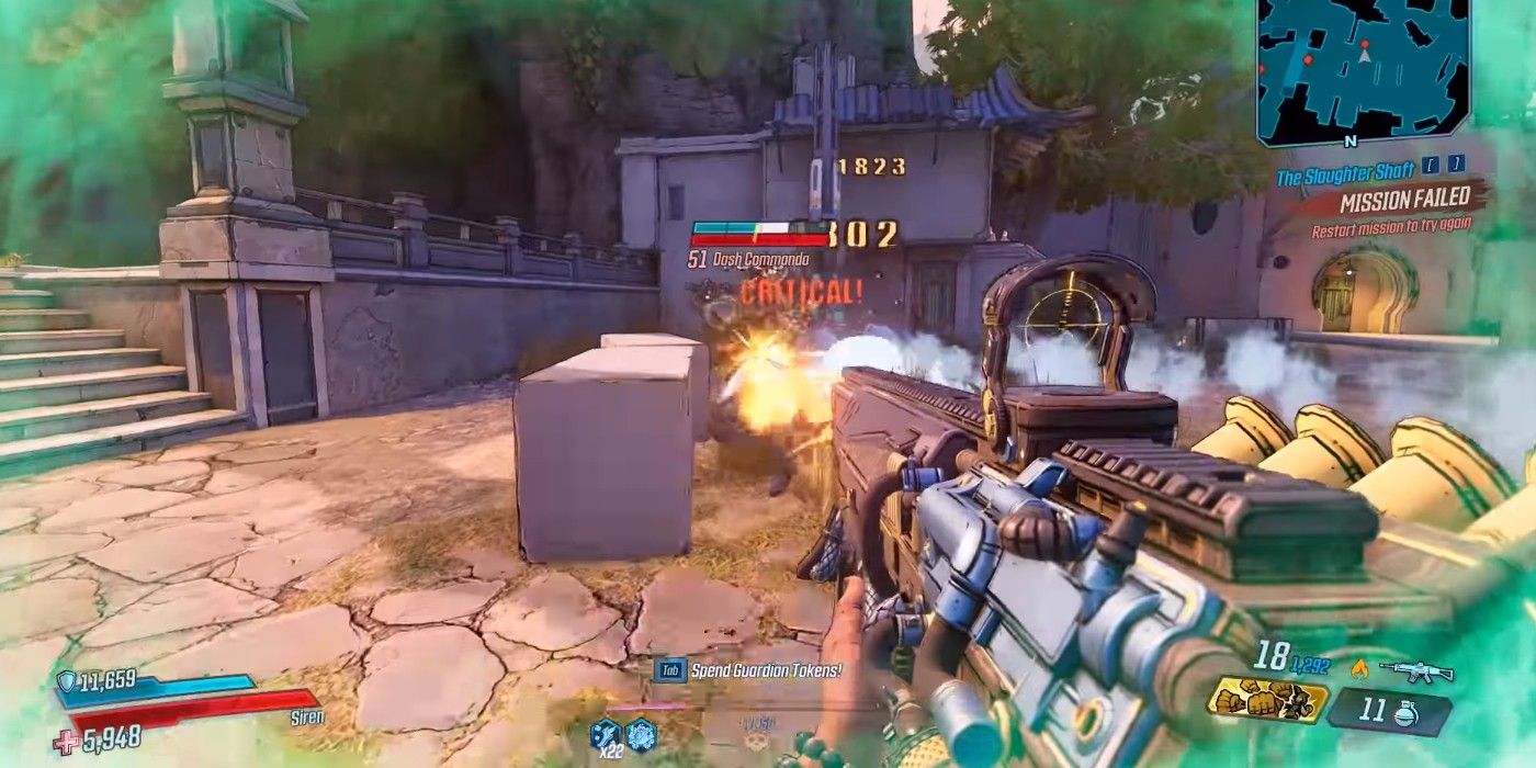 Borderlands 3 firing with the Laser-Sploder