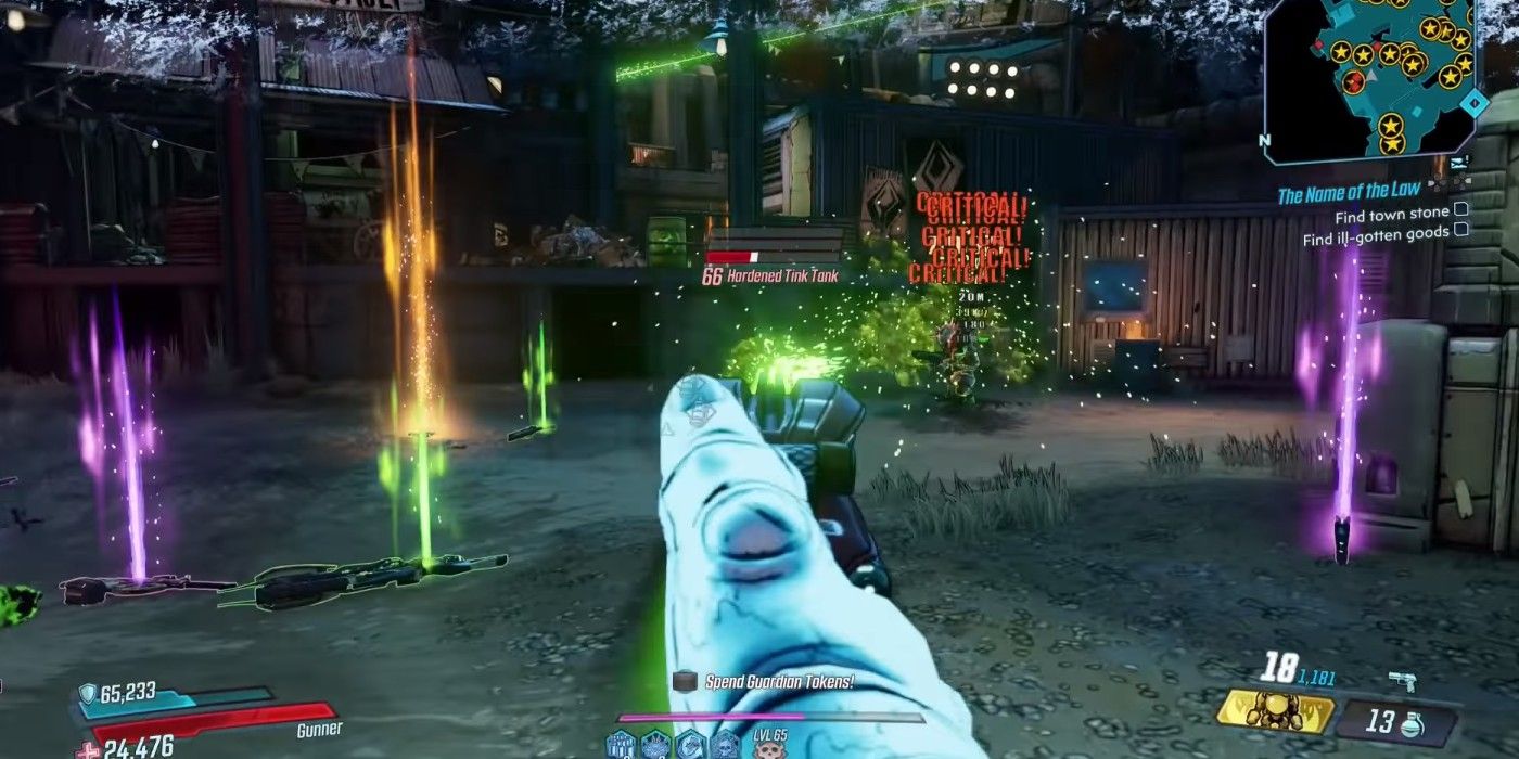 Borderlands 3 firing at Tink Tank with the Lucy 7
