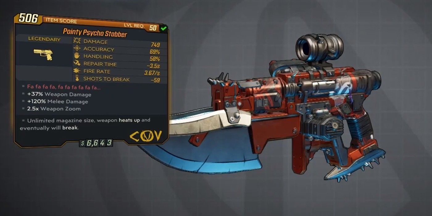 Borderlands 3 Psycho Stabbber legendary COV weapon display