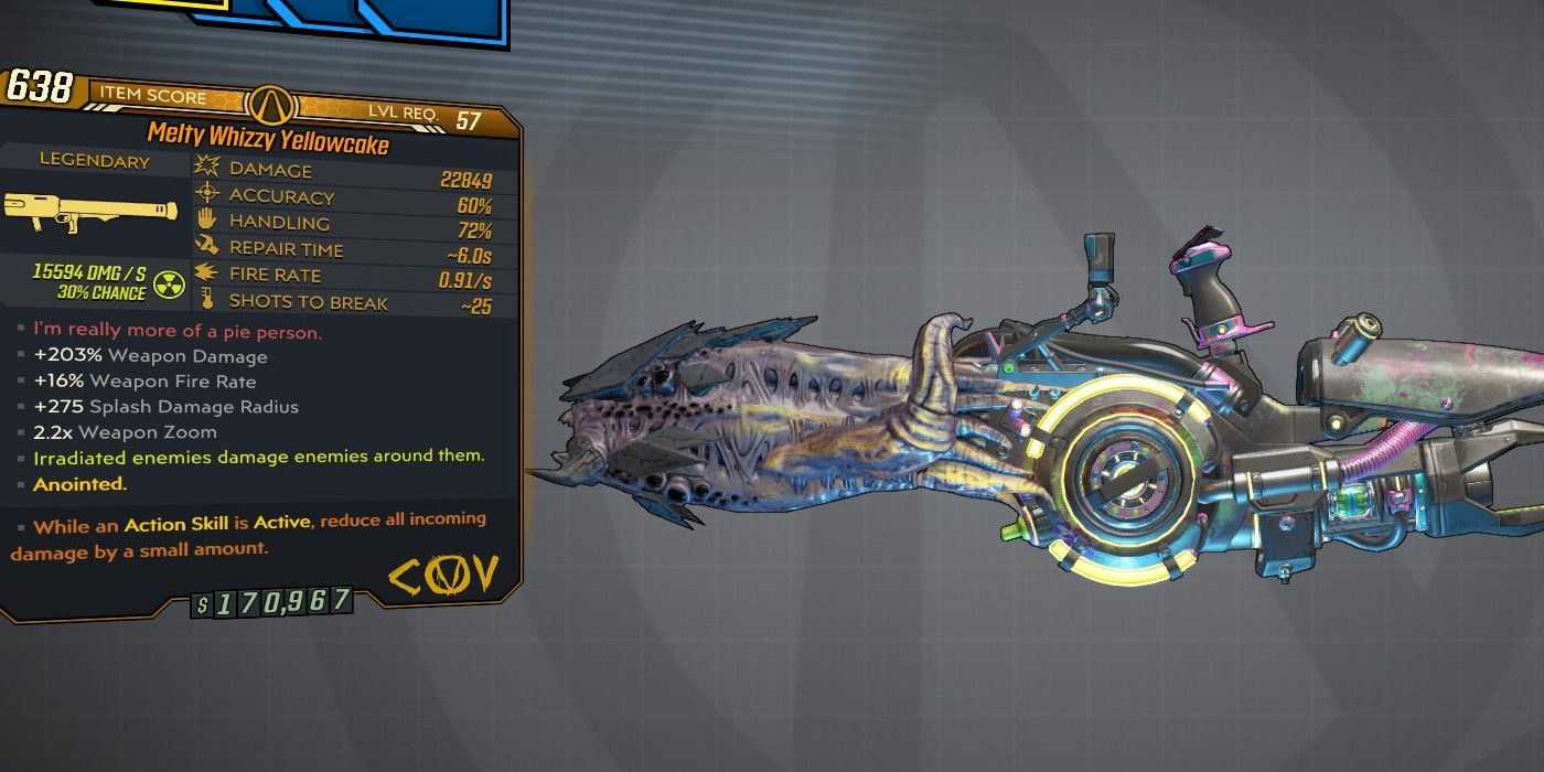 Borderlands 3 Yellowcake Legendary rocket launcher weapon info