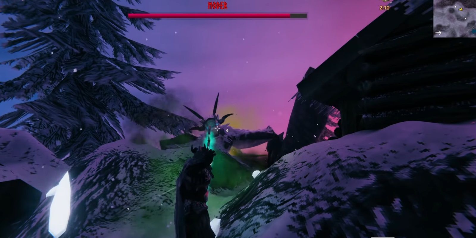 Valheim: shooting an arrow at Morder