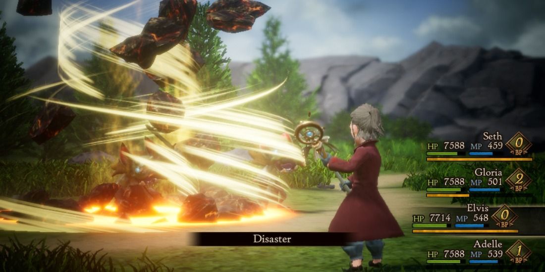 Elvis as a Red Mage using Disaster in Bravely Default 2