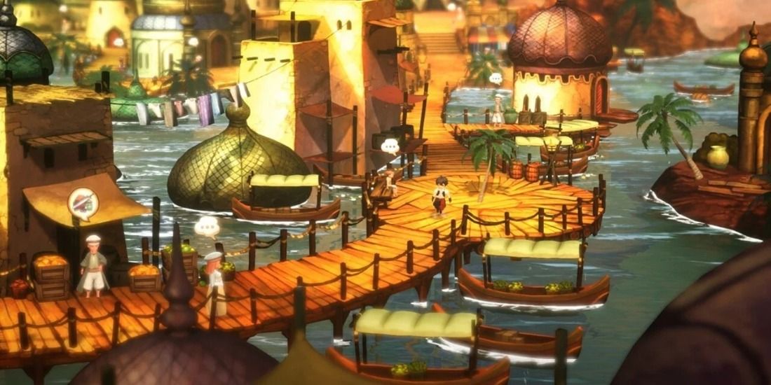 The flooded desert oasis town of Bravely Default 2