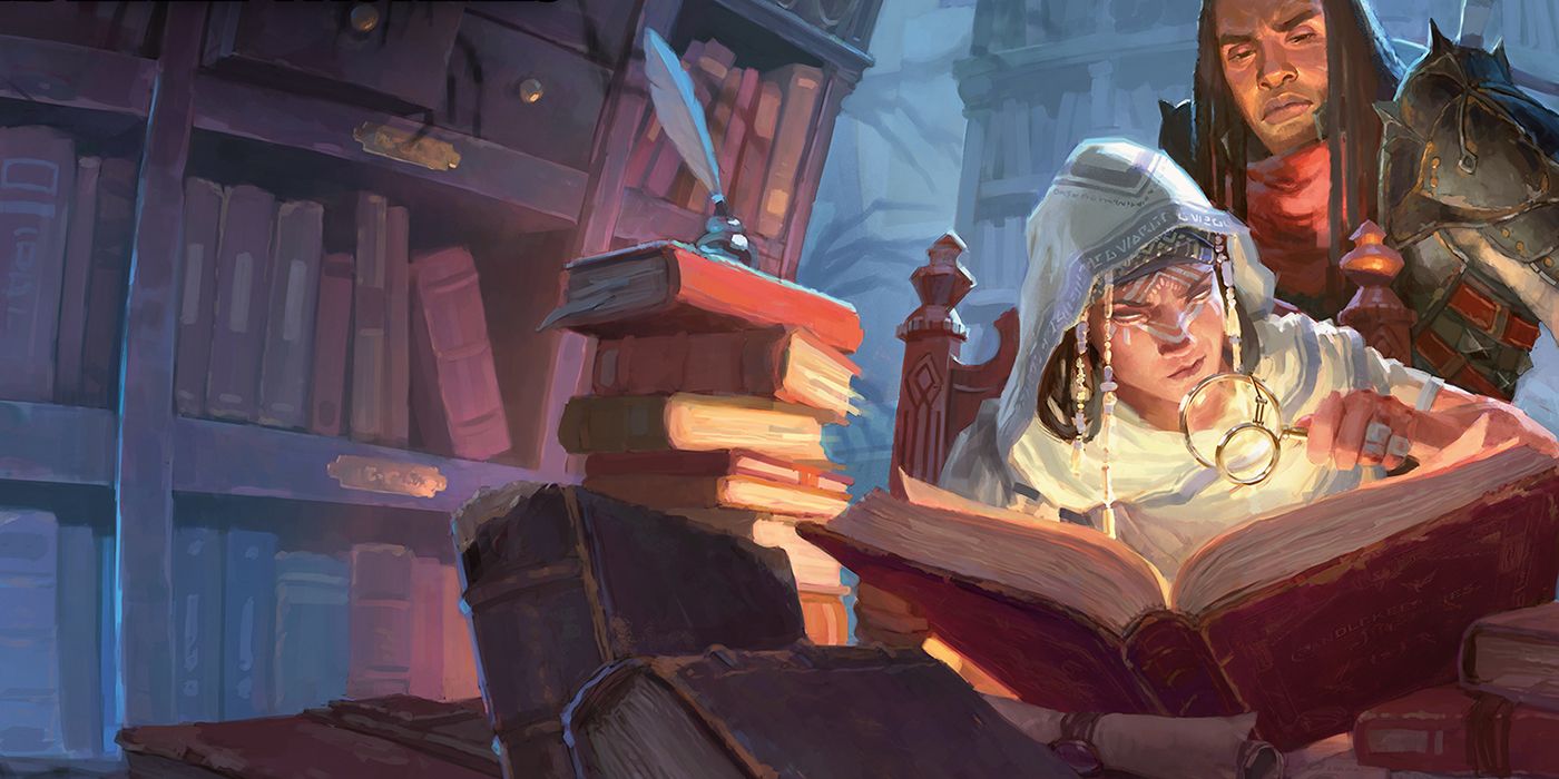 Two Scholars Studying A Pile Of Books