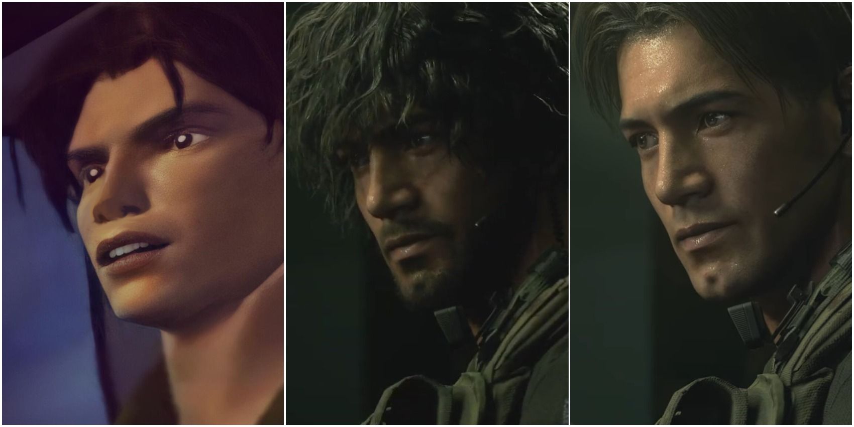 Resident Evil 3 Remake: Carlos original face, the remake version, and his outfit that simulates his classic look