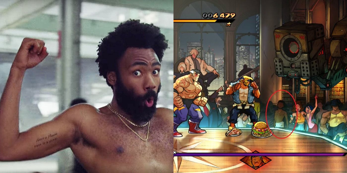 Childish Gambino Streets of Rage 4 Cameo circled in stage 4 arena background