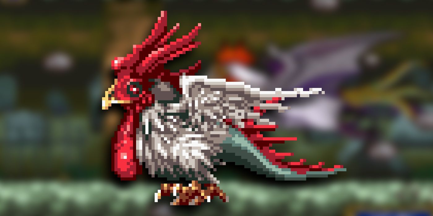 Cockatrice Pixel Art Overlaid On An Image Of Them In-Game