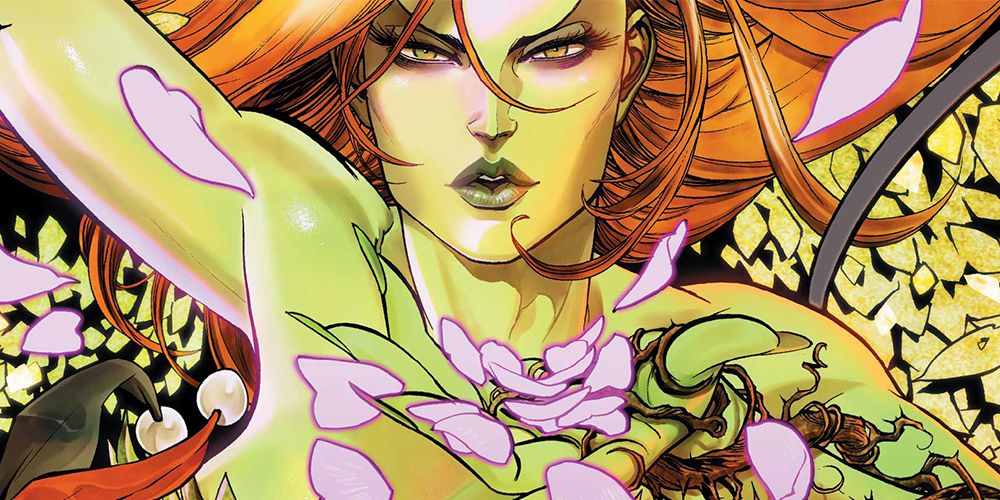 DC Poison Ivy's Comic Book Art Covered In Vines And Flowers