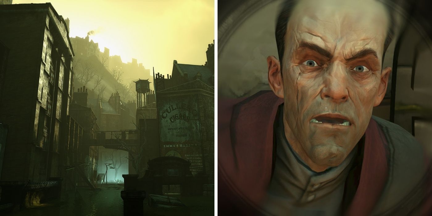 Dishonored 1 - The flooded district street and a closeup of Daud
