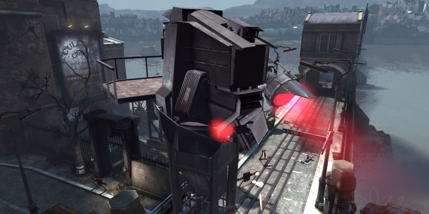 Dishonored Screenshot Of Watchtower With Red Spotlight