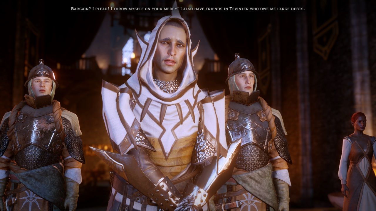 Crassius Servis being judged in Dragon Age Inquisition.