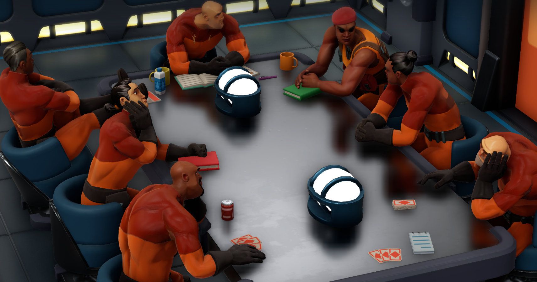 guards sitting around a table
