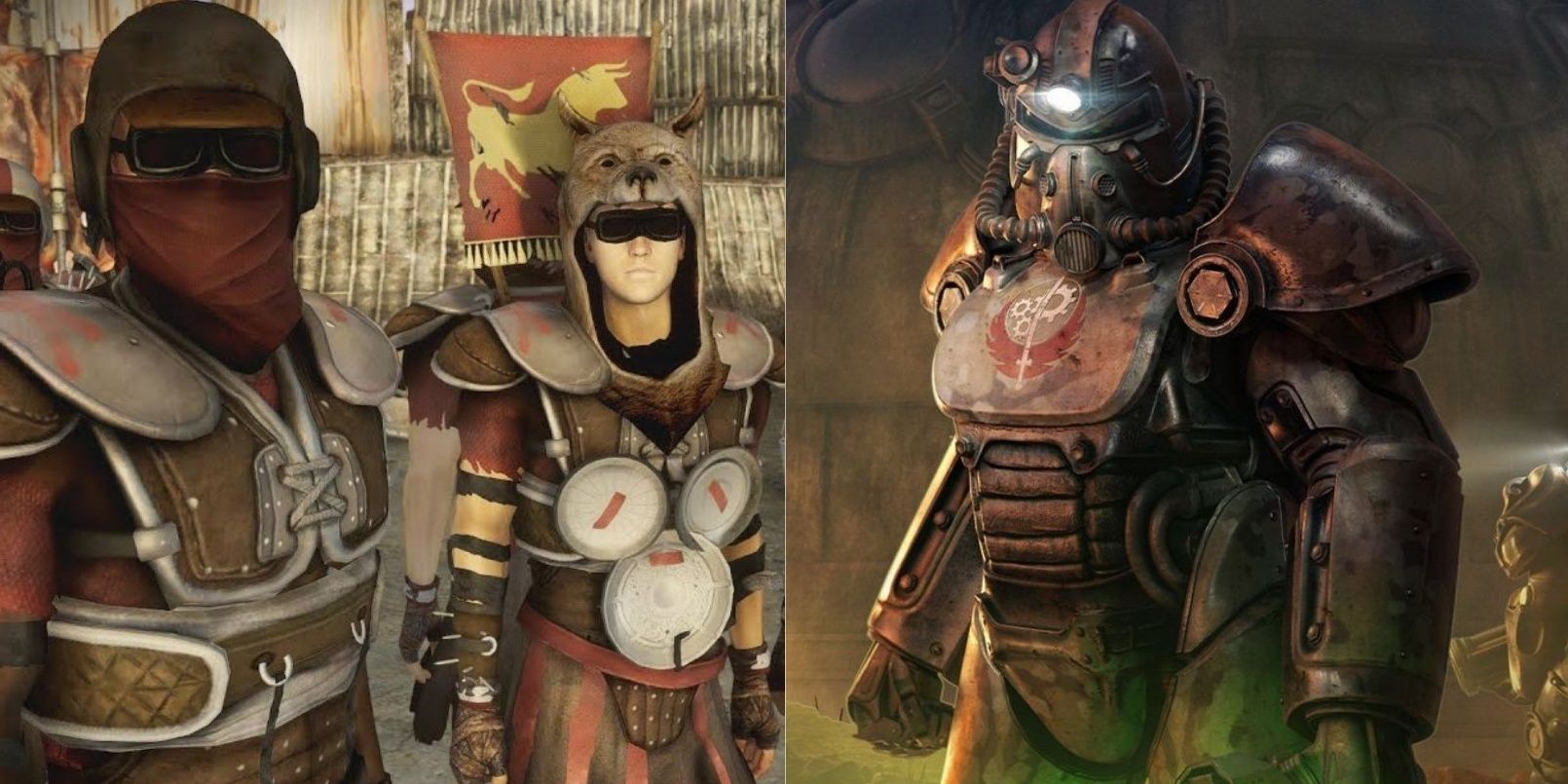 New Vegas Legion Soldiers next to Brotherhood of Steel Knight
