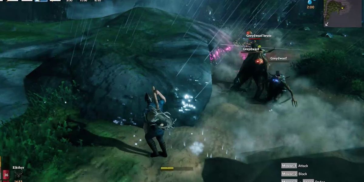 player attacking a pair of Greydwarf