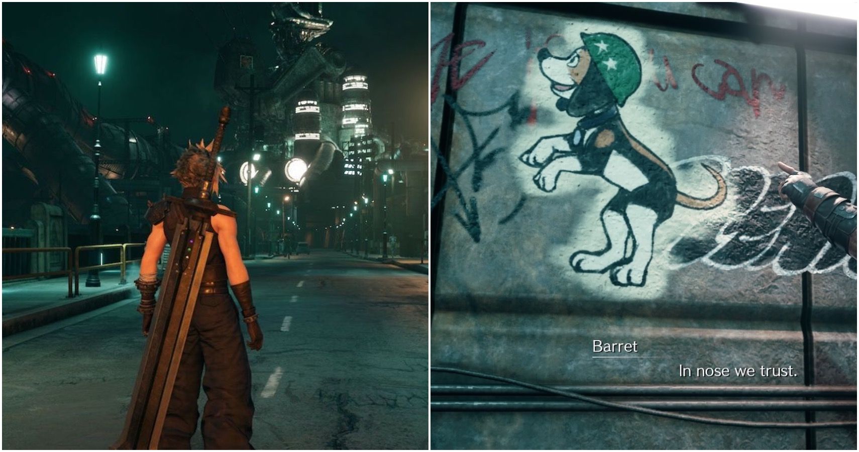 Final Fantasy 7 split image remake stamp and cloud
