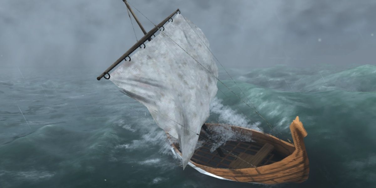 Valheim Longship in the ocean