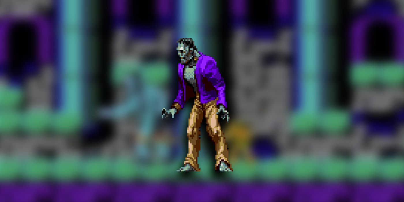 Frankenstein's Monster Pixel Art Overlaid On An Image Of Them In-Game