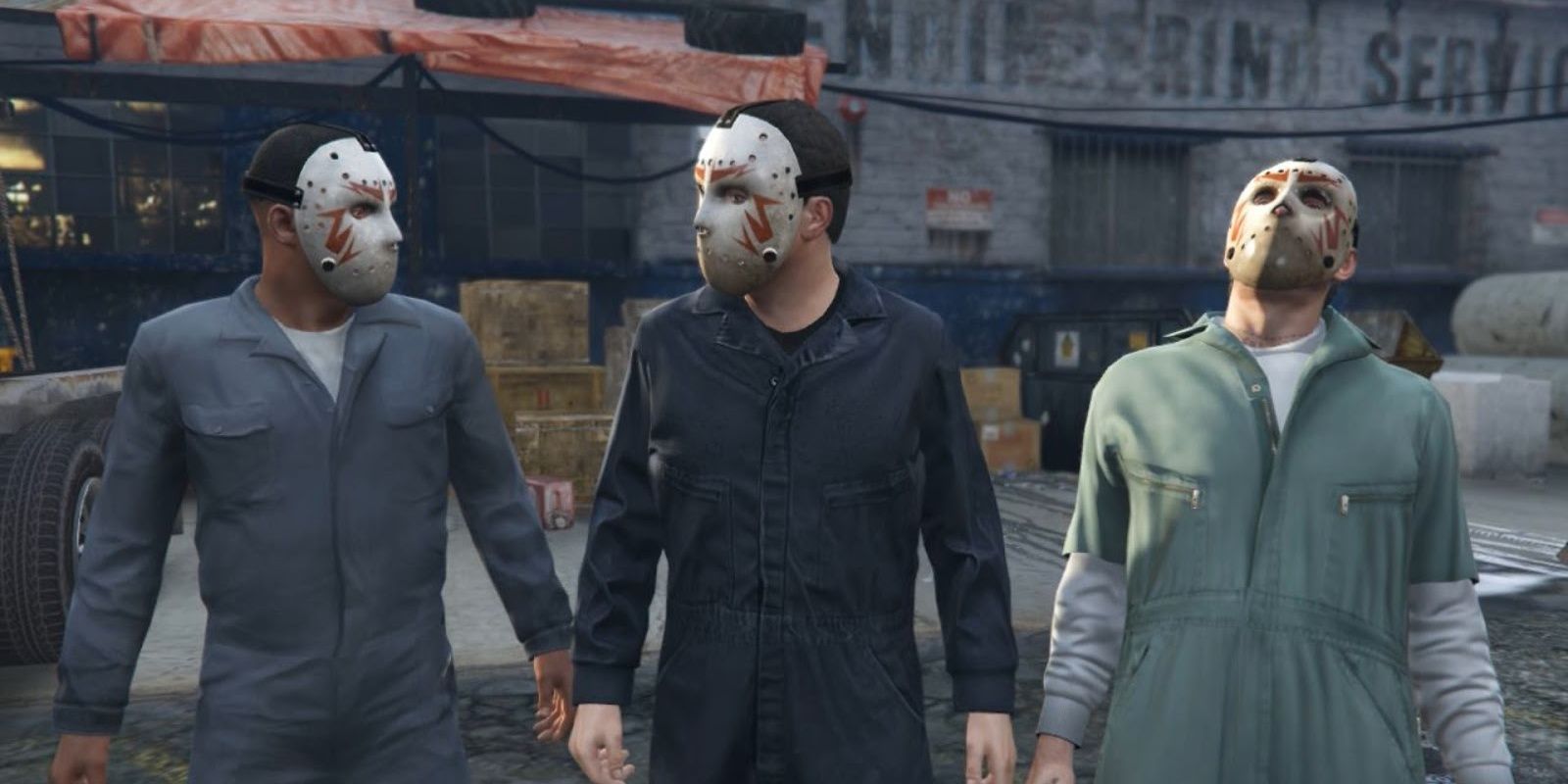 When the crew gets there masks for Blitz Play in GTA V