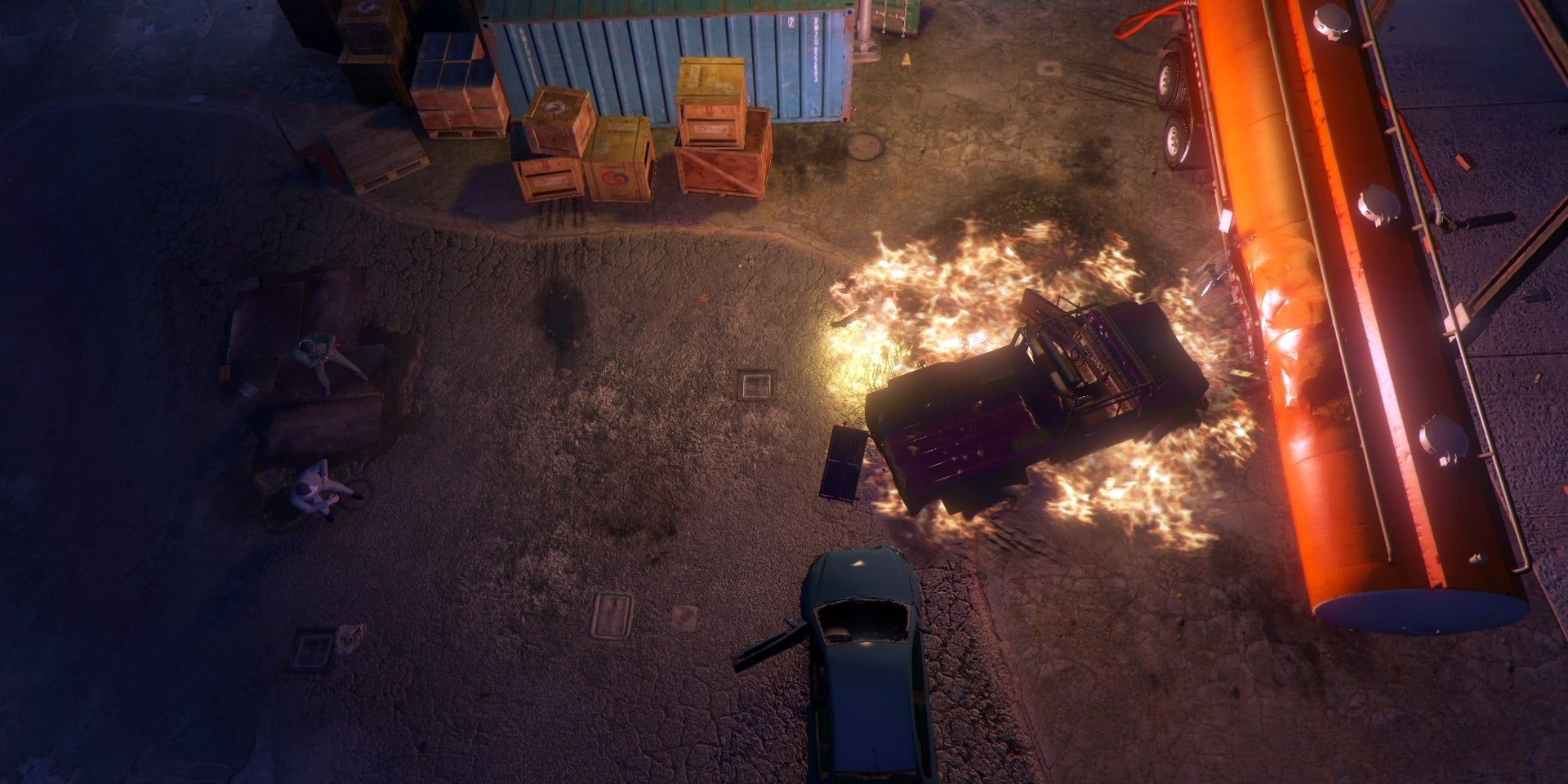 Trevor going up in flames in GTA V