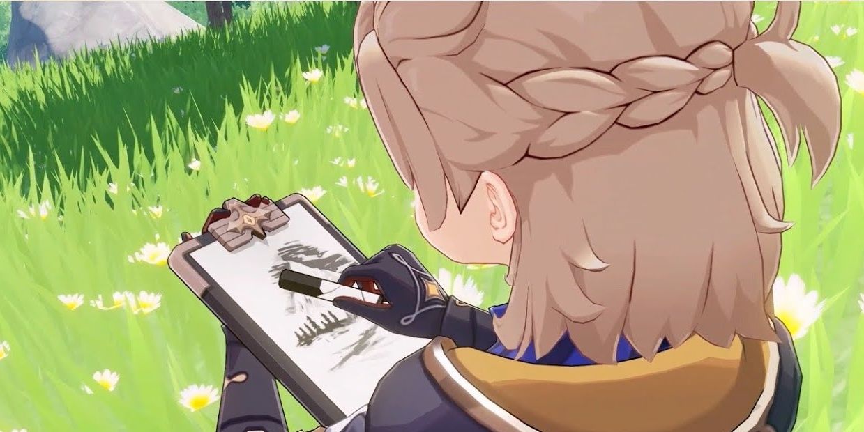Albedo draws a Hilichurl in Genshin Impact