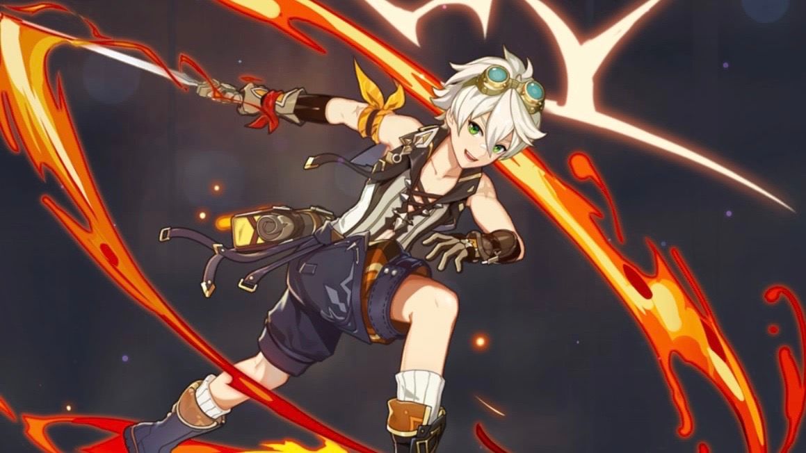 Bennett from Genshin Impact slashes across the screen