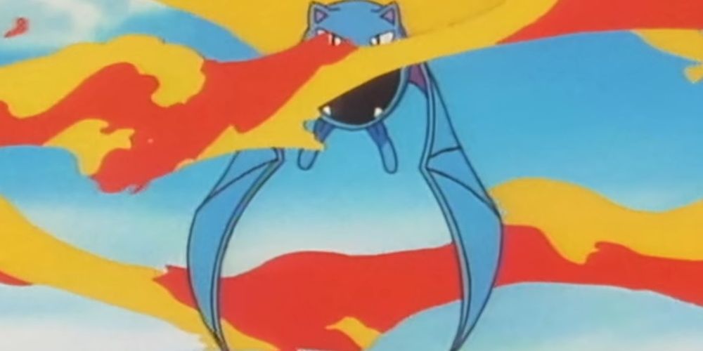 Golbat Surrounded By Charmander's Fire Spin Mid-Battle