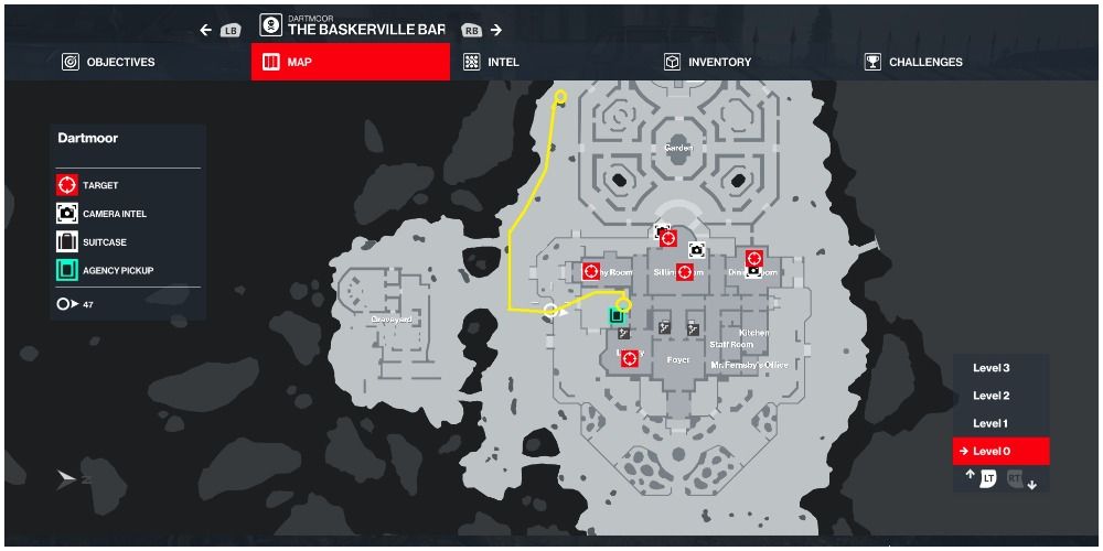 Hitman 3 Baskerville Barney Level Two Path To The Guards From The Starting Location