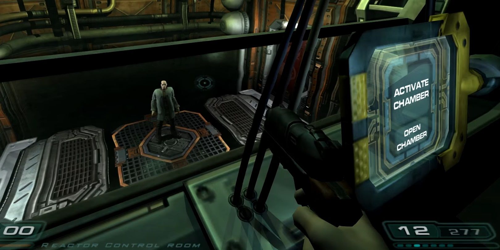 Doom 3: Doom guy faces the choice of saving a man or letting him die