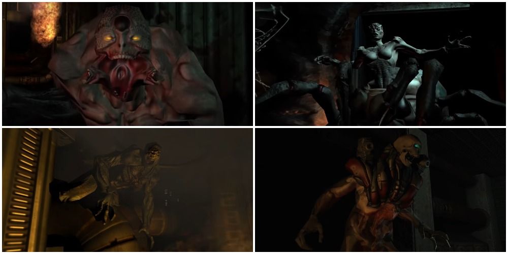 Doom 3: 4 demons posing during each of their introduction scenes