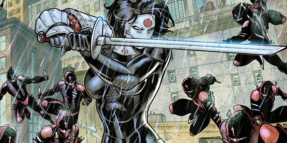 Comic Book Art of DC Character Katana Surrounded By Ninjas