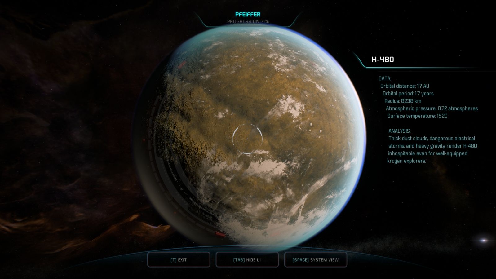 Scanning planet H-480 in MEA