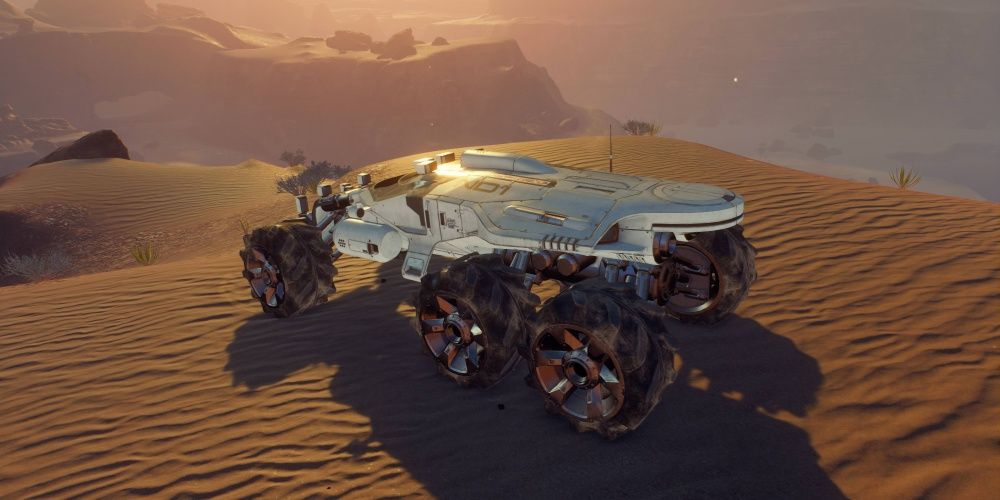 Mass Effect Nomad Parked On Top Of A Sand Dune