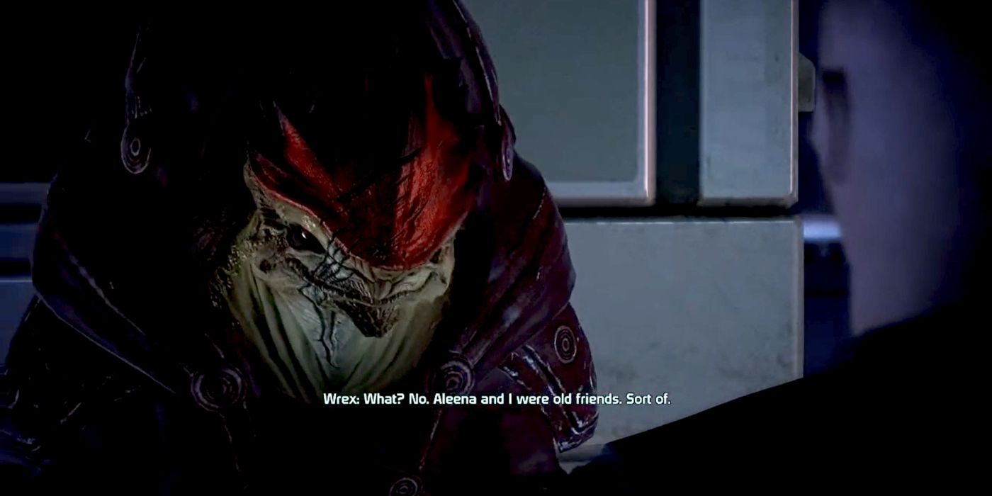 Mass Effect Screenshot Of Wrex Talking About Aleena