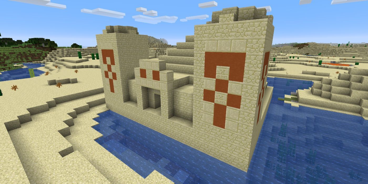 Minecraft desert pyramid on water