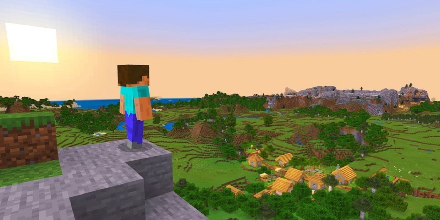 Minecraft view of the landscape from clifftop