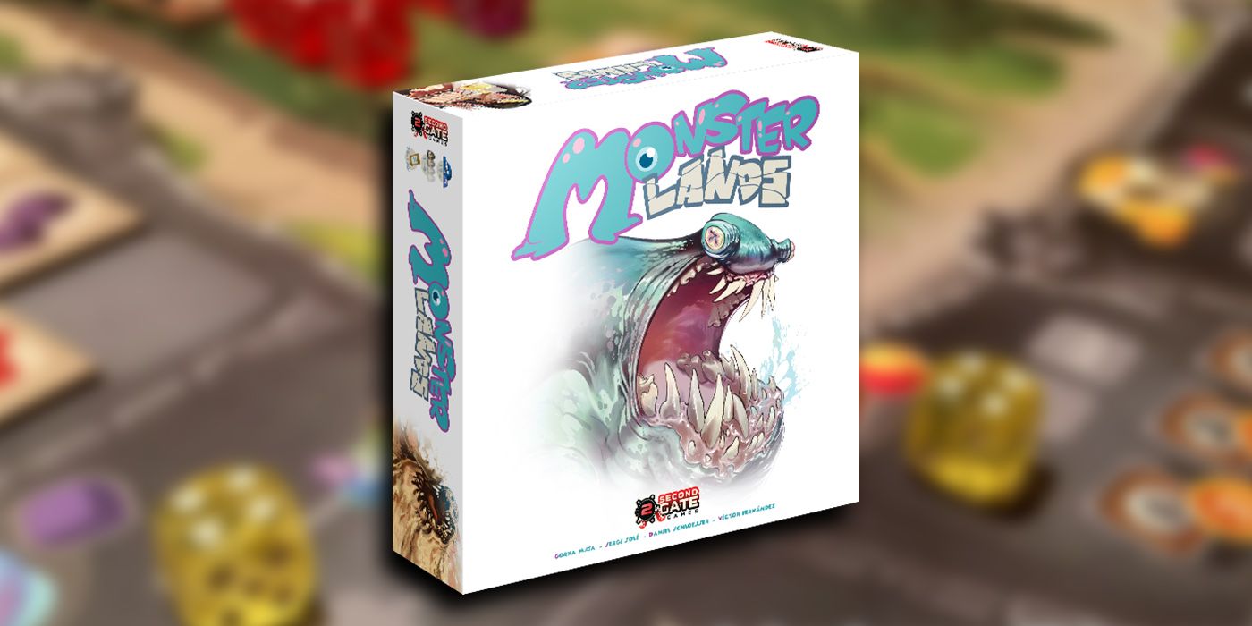 Monster Lands Box PNG Overlaid On Image Of The Game Board Close-Up