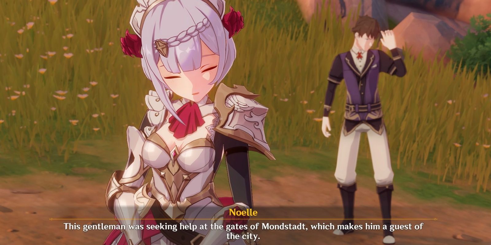 Noelle Being Kind to a Merchant