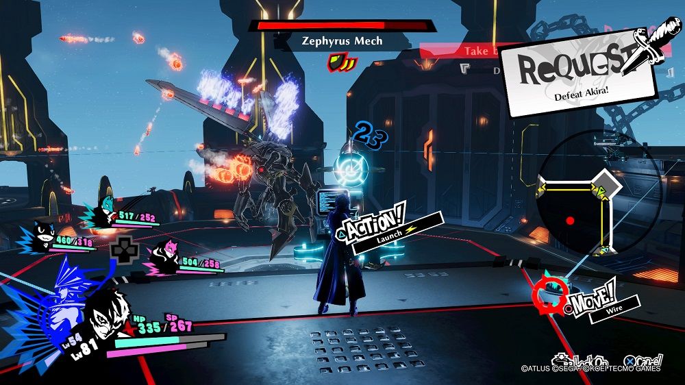 Persona 5 Strikers Osaka Jail boss battle using guns