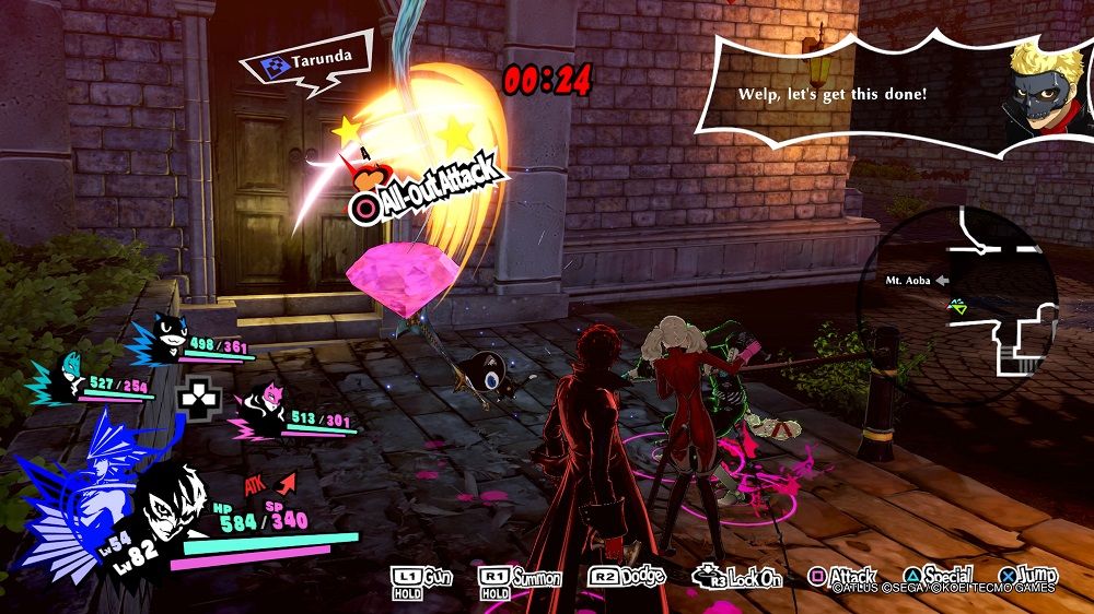 Persona 5 Strikers battling a Treasure Demon