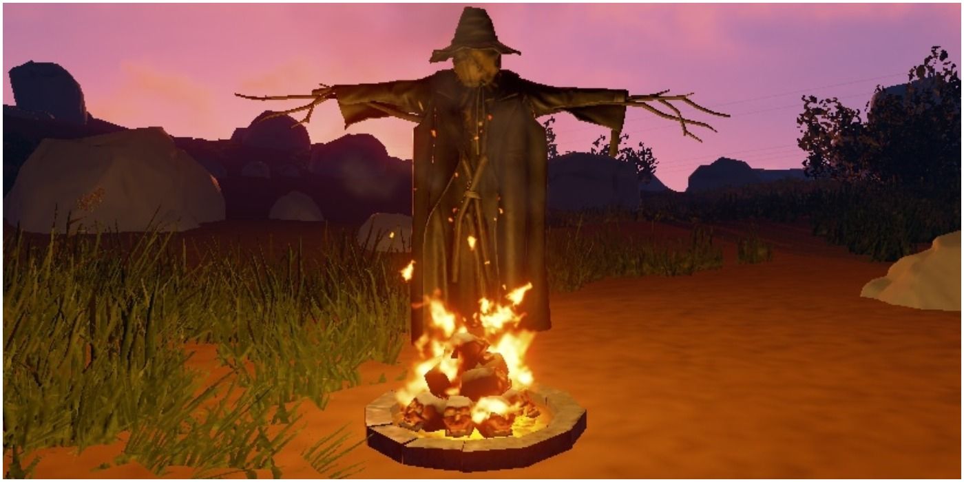 Skull Fire Pit and Scarecrow