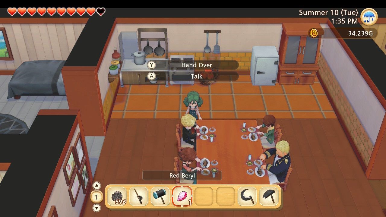 Story of Seasons Pioneers of Olive Town Damon eating with his family