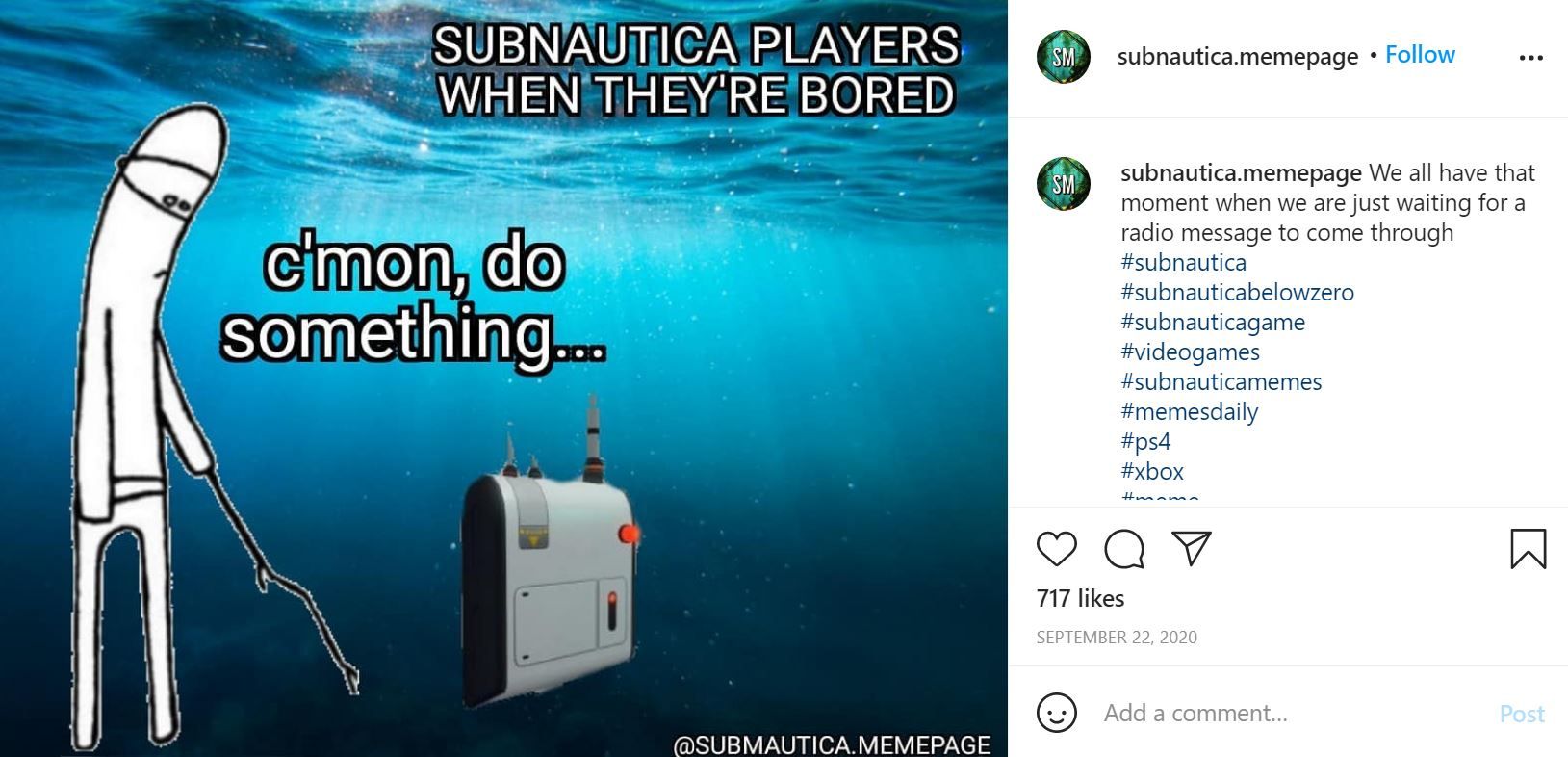 Subnautica Instagram meme by @subnautica.memepage