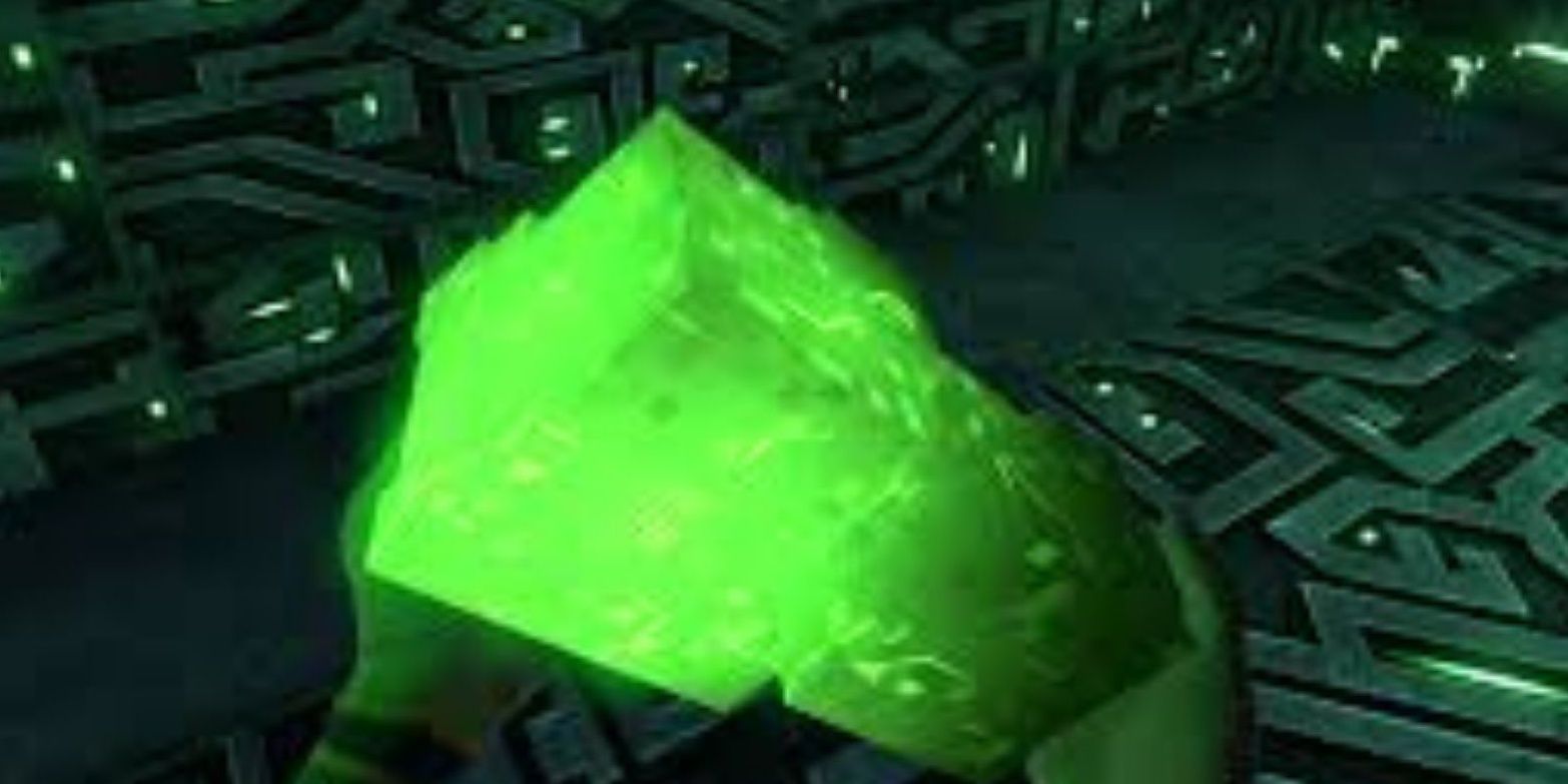 a player holding an ion cube