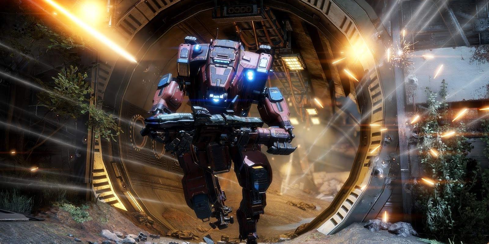 the DLC titan monarch from titanfall 2 rushing into battle