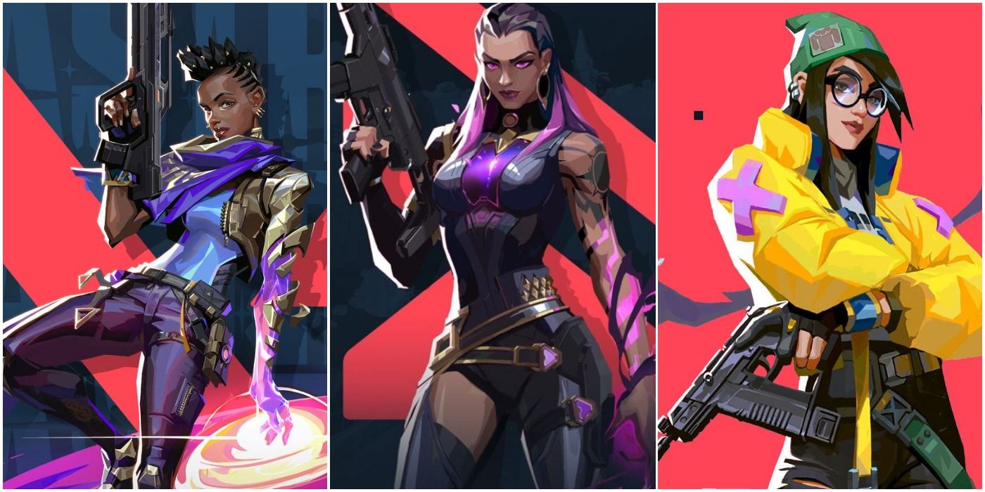 Split image Valorant Reyna Killjoy Astra pose