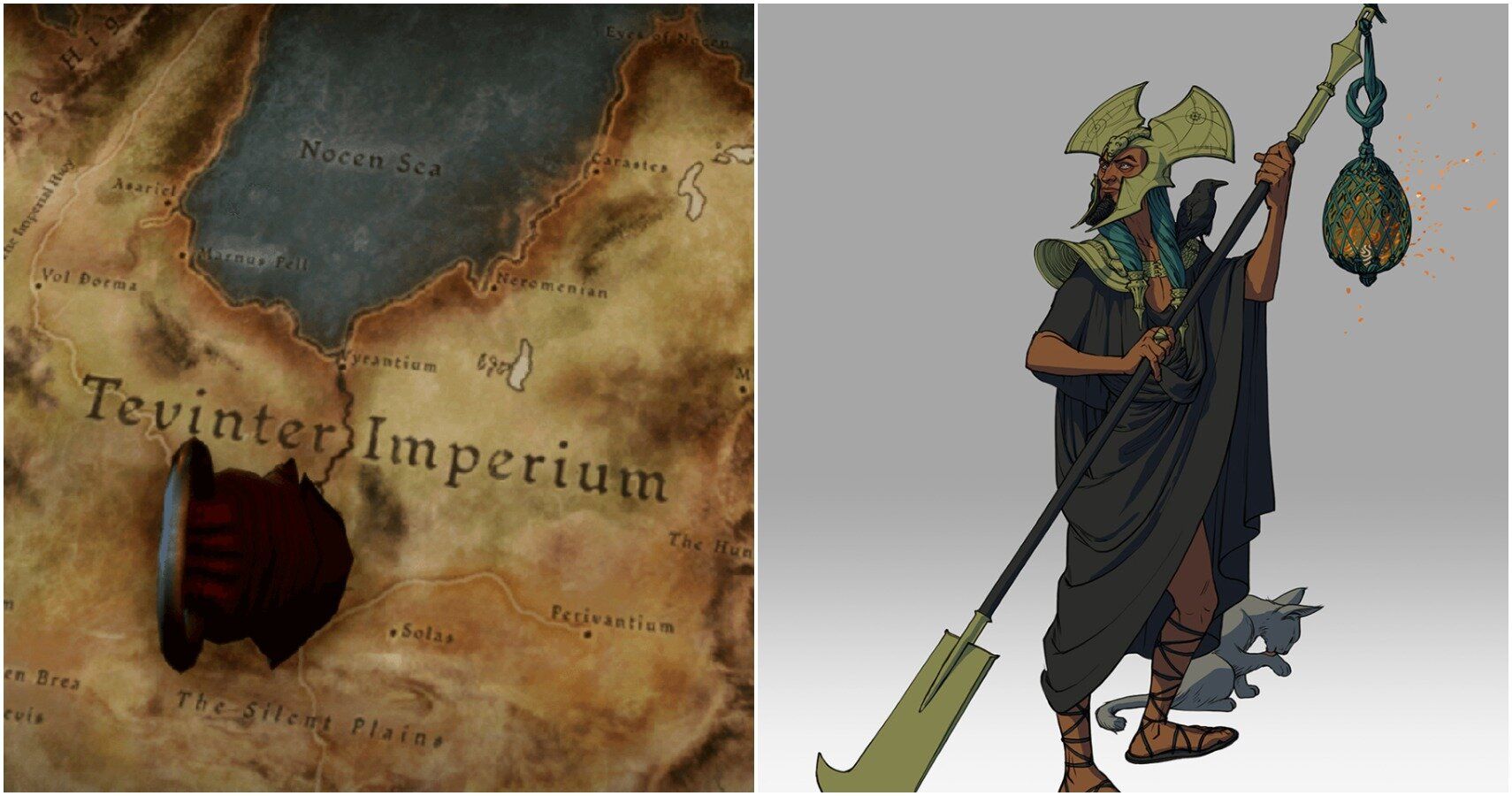 Split image of Tevinter and Archon.