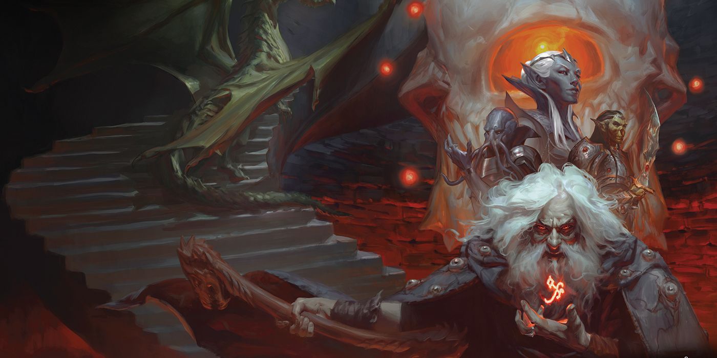 Dungeons & Dragons an ominous looking make casting a spell in a defensive pose